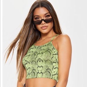 Snake Print Halter Crop Top